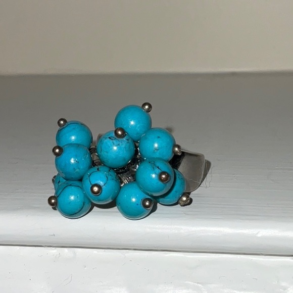Cha Cha Silver-Tone and Faux Turquoise Ring Size 5 - Picture 6 of 12
